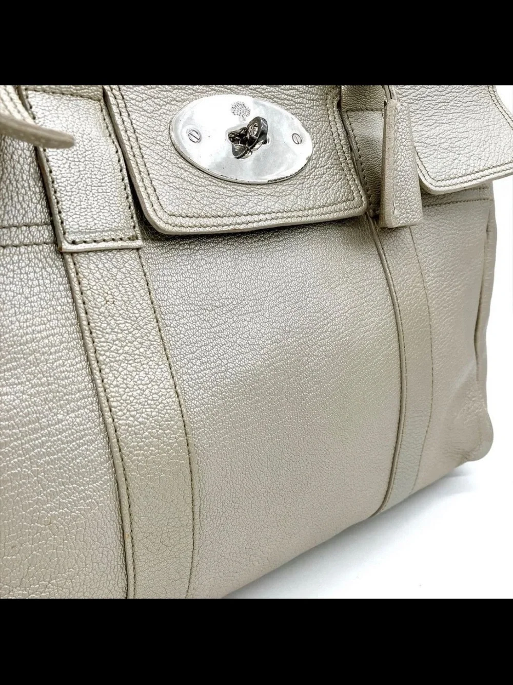 Mulberry Cream Pebbled Leather Top-Handle Satchel